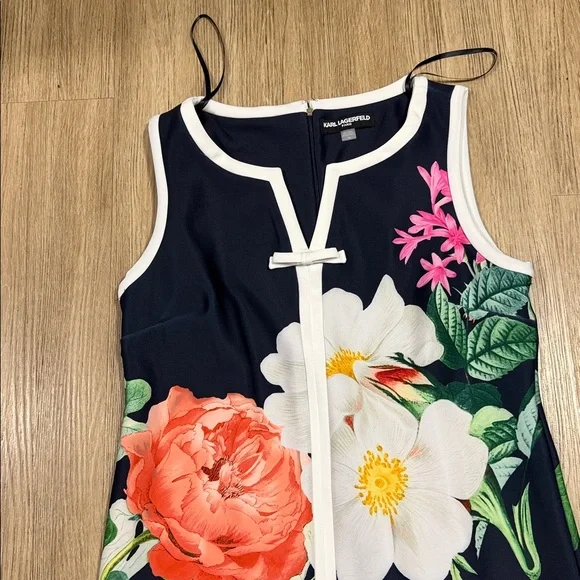 New Karl Lagerfeld Paris Navy Floral dress size 16 - Picture 3 of 6